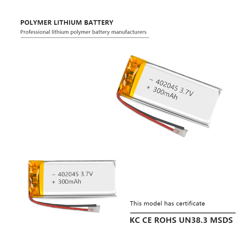 3.7 V Li-ion Battery 402045-300mah